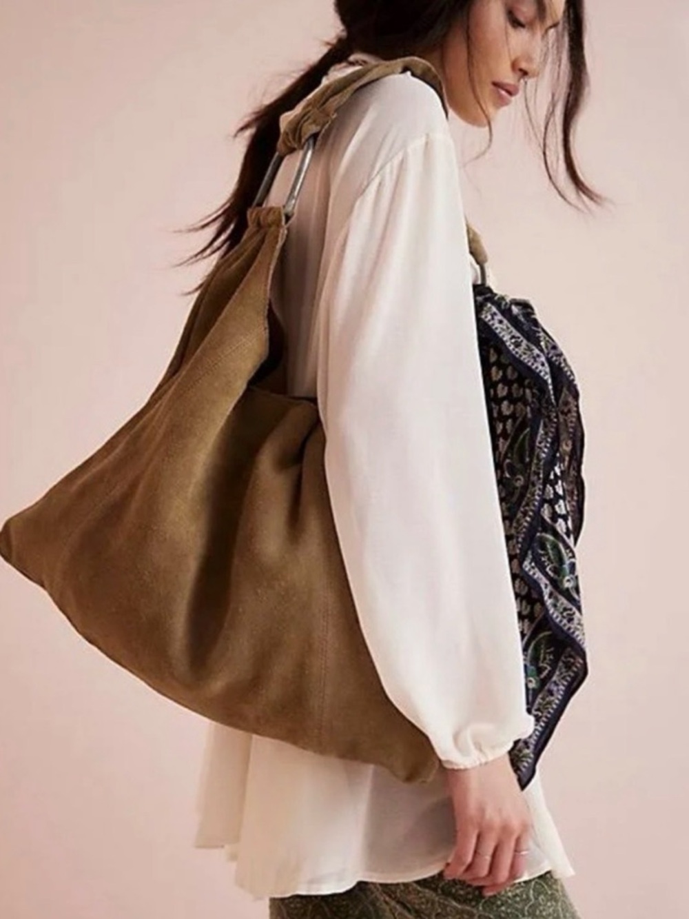 NWT Free People Women's Bobbi Slouch Suede Tote - Picture 2 of 5
